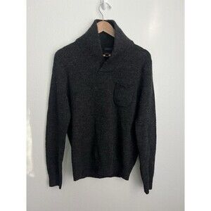 J.Crew Slim Fit Charcoal Gray Shawl Collar Sweater 100% Merino Wool Elbow Patch